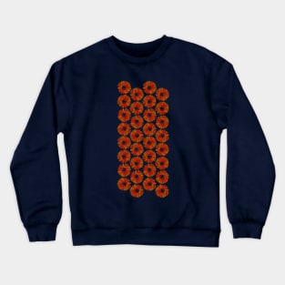 Red and Orange Daisy Flower Pattern (on navy) Crewneck Sweatshirt